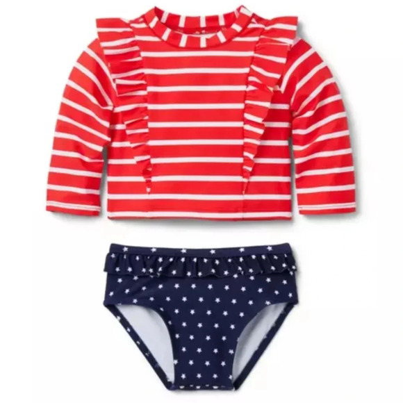 Janie and JackBaby Stars & Stripes Long Sleeve Rash Guard Set Sz 12-18 mos NWOT